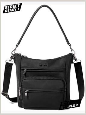 Convertible Crossbody Hobo Bag Nylon 6 Pockets Adjustable Strap Handbag